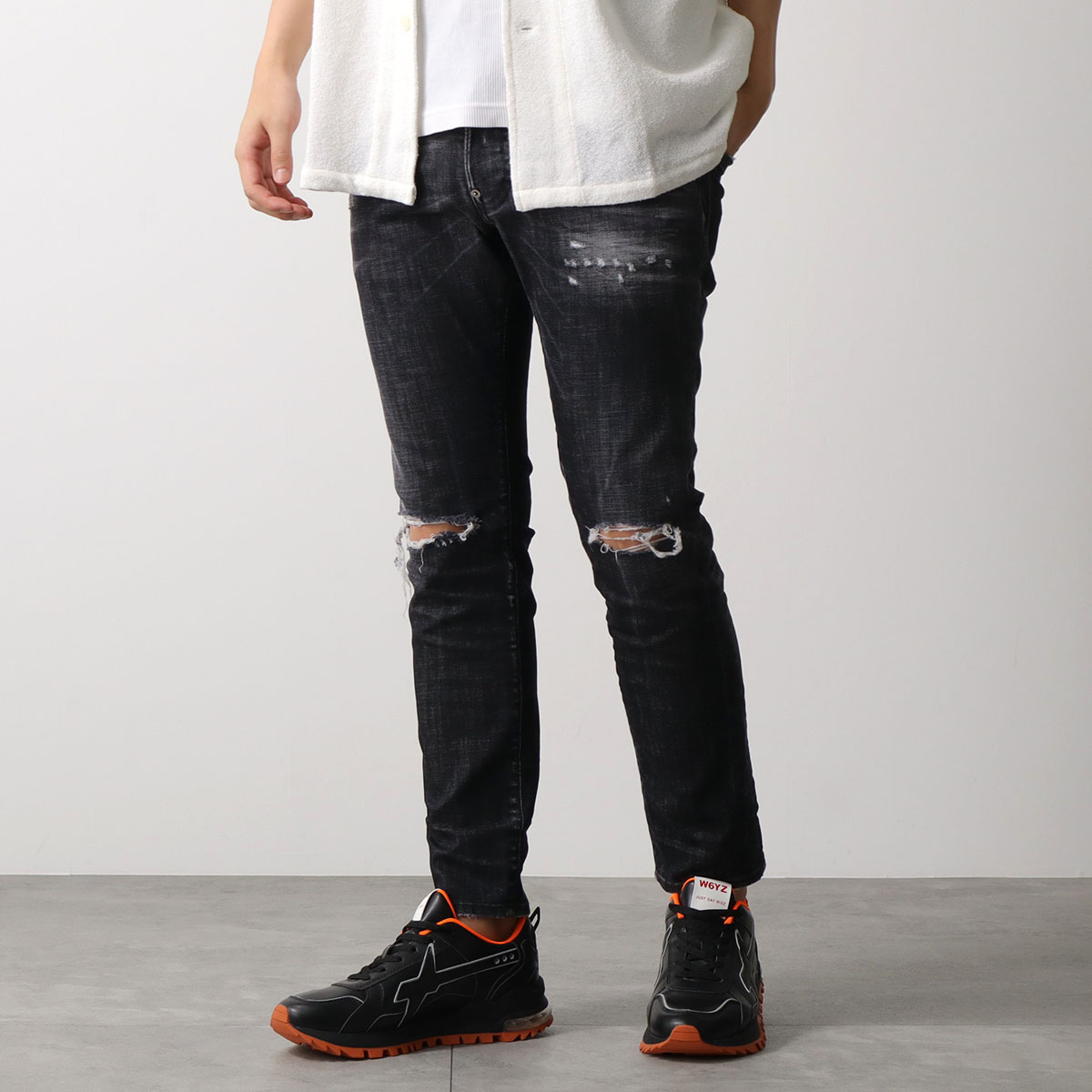 DSQUARED2 ディースクエアード ジーンズ Skater スケーター S71LB1756 S30357 メンズ デニム ブラックウォッシュ ダメージ加工|インポートセレクトmusee