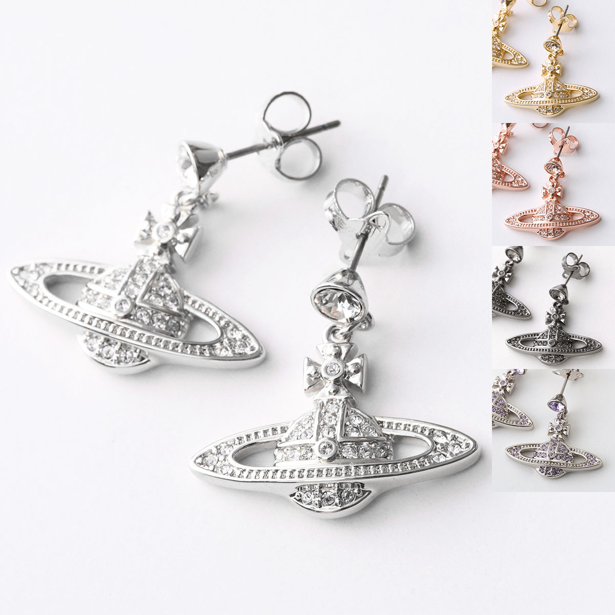 VivienneWestwood ヴィヴィアンウエストウッド ピアス 62020025 MINI BAS RELIEF DROP レディース クリスタル装飾 オーブ｜インポートセレクトmusee