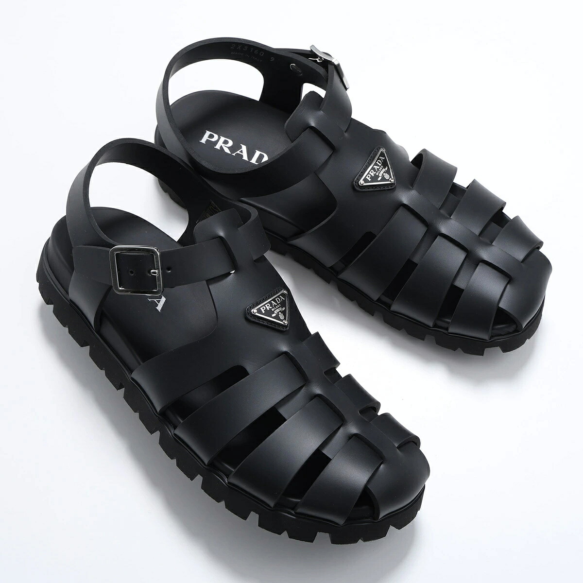 PRADA プラダ フィッシャーマンサンダル 2X3160 3LKK メンズ ラバー 軽量 グルカサンダル シューズ 靴 F0002/NERO 2X3160_3LKK_F0002_F_G000｜インポートセレクトmusee