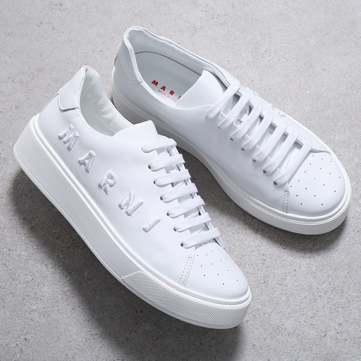 MARNI KIDS マルニ キッズ スニーカー 82340 レディース ガールズ ローカット レザー 3.5cm イタリア製 シューズ 靴 BIANCO AMMB082340UAMGBVMR002|インポートセレクトmusee