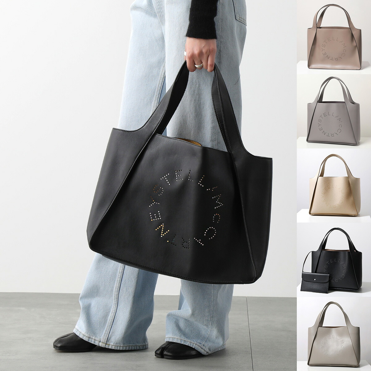 STELLA McCARTNEY ステラマッカートニー トートバッグ TOTE LOGO ステラロゴ 502793 W8542 W9923 WP0057 WP0234 WP0563 レディース パンチングロゴ エコレザー ポーチ付き 鞄 502793W85421000｜インポートセレクトmusee