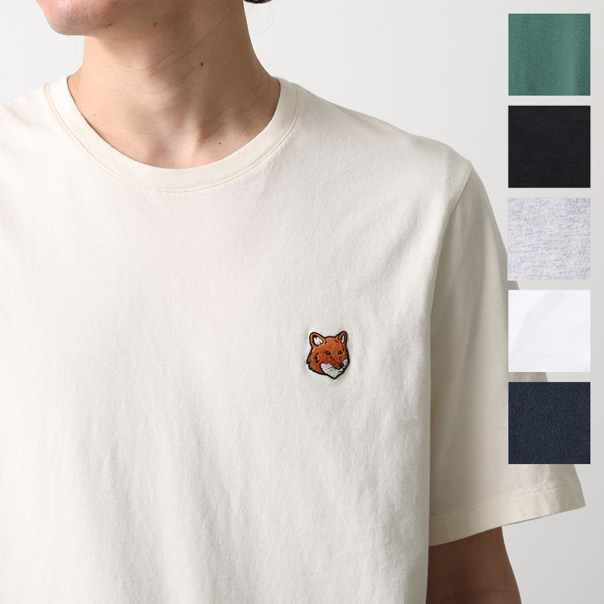 MAISON KITSUNE メゾンキツネ Tシャツ FOX HEAD フォックスヘッド レギュラー PM00107 KJ7026 メンズ 半袖 カットソー 刺繍パッチ｜インポートセレクトmusee