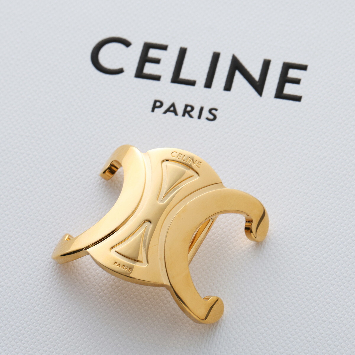 CELINE セリーヌ バッグリング トリオンフ B10603812.35OR レディース スカーフリング アクセサリー ロゴ メタル Gold ｜インポートセレクトmusee