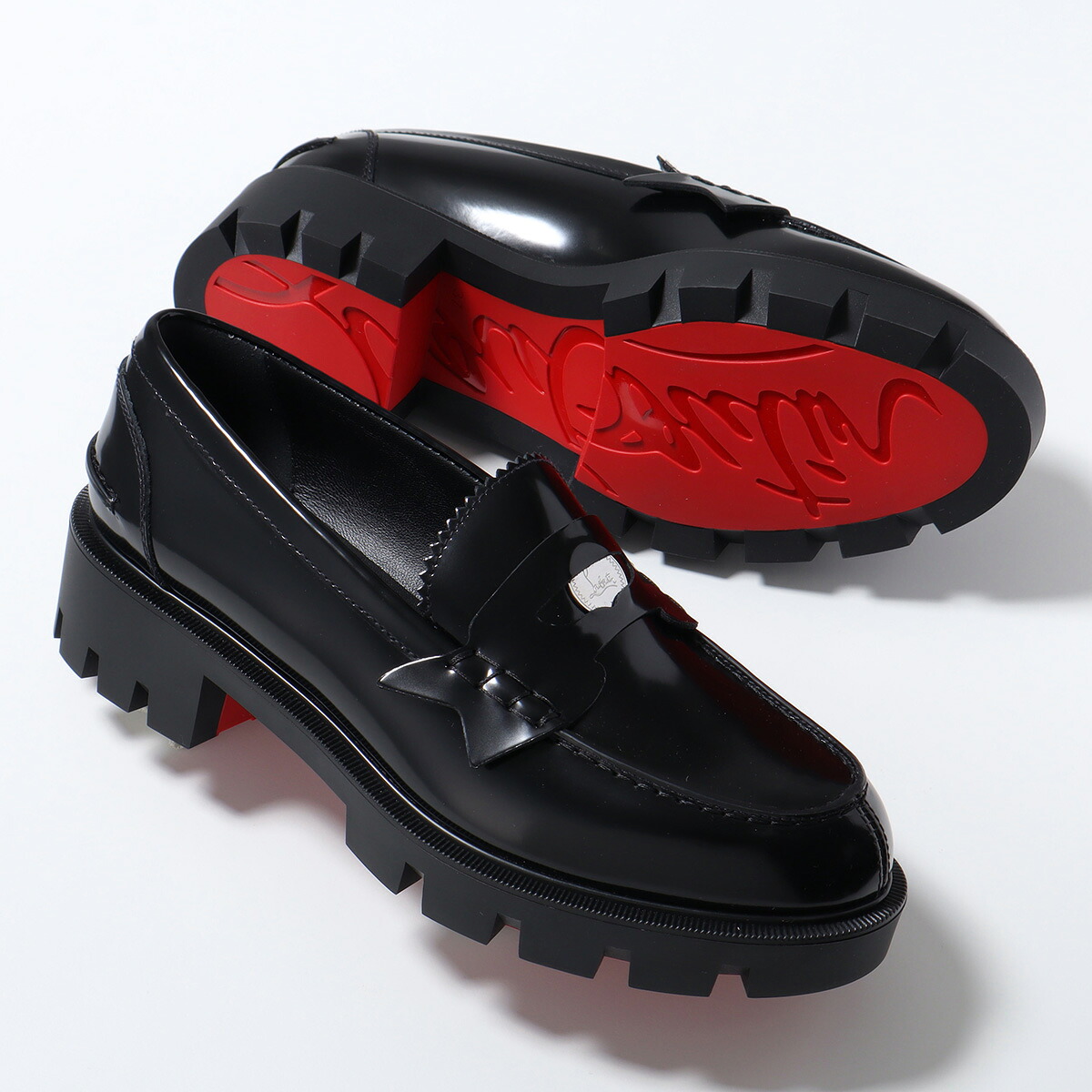 Christian Louboutin クリスチャンルブタン コインローファー Penny Lug ペニーラグ 3240725 レディース 4cm シューズ 靴 B439/BLACK 3240725B439｜インポートセレクトmusee