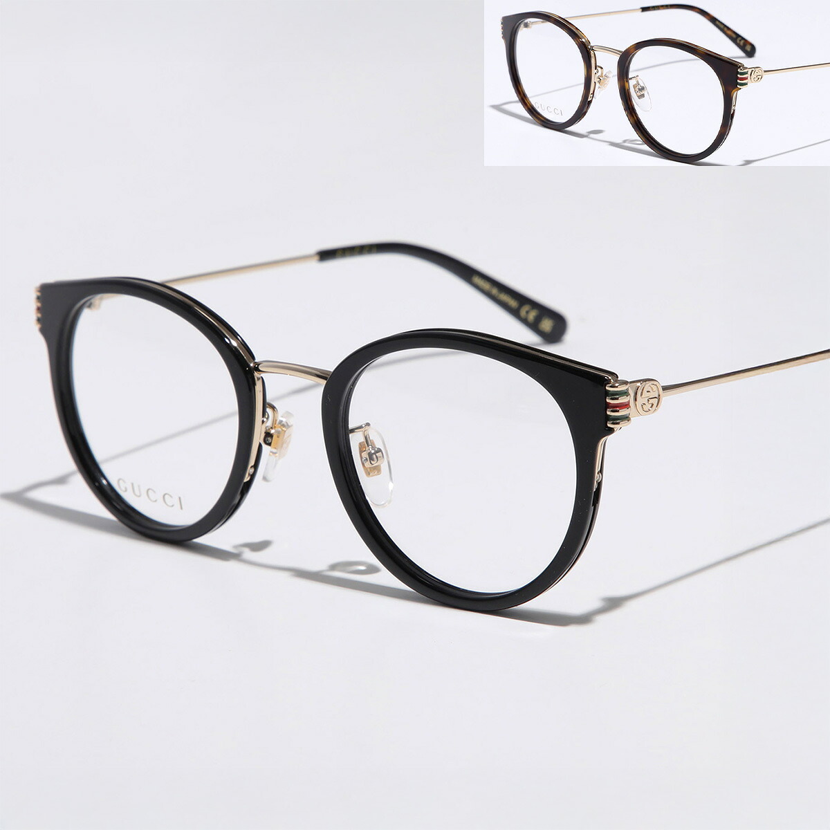 GUCCI グッチ メガネ GG1885OA メンズ ボストン型 ダブルG 黒縁 セルフレーム クリングスタイプ コンビネーション アジアンフィット アイウェア カラー2色【dc_kikaku】｜インポートセレクトmusee 29,593円
