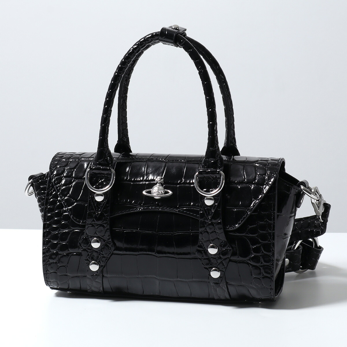 Vivienne Westwood ヴィヴィアンウエストウッド ハンドバッグ BETTINA MINI CROSSBODY ベティーナ 4803001PW L0098 レィース クロコ型押し 鞄 N401/BLACK｜インポートセレクトmusee