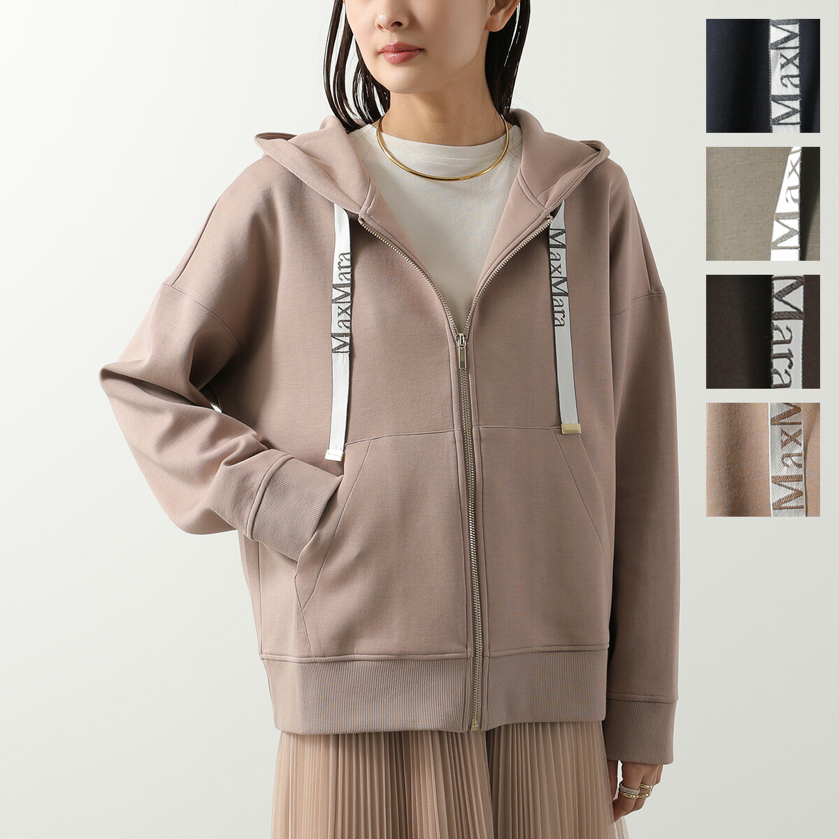 S MAX MARA エス マックスマーラ パーカー JOUR ジュール レディース ジップアップ 長袖 フーディ コットンブレンド ロゴ【dc_kikaku】｜インポートセレクトmusee