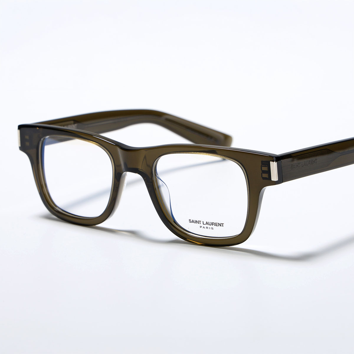 SAINT LAURENT サンローラン メガネ SL 564 OPT メンズ ウェリントン型 クリアフレーム セルフレーム フルリム めがね 眼鏡 003/GREEN-GREEN｜インポートセレクトmusee