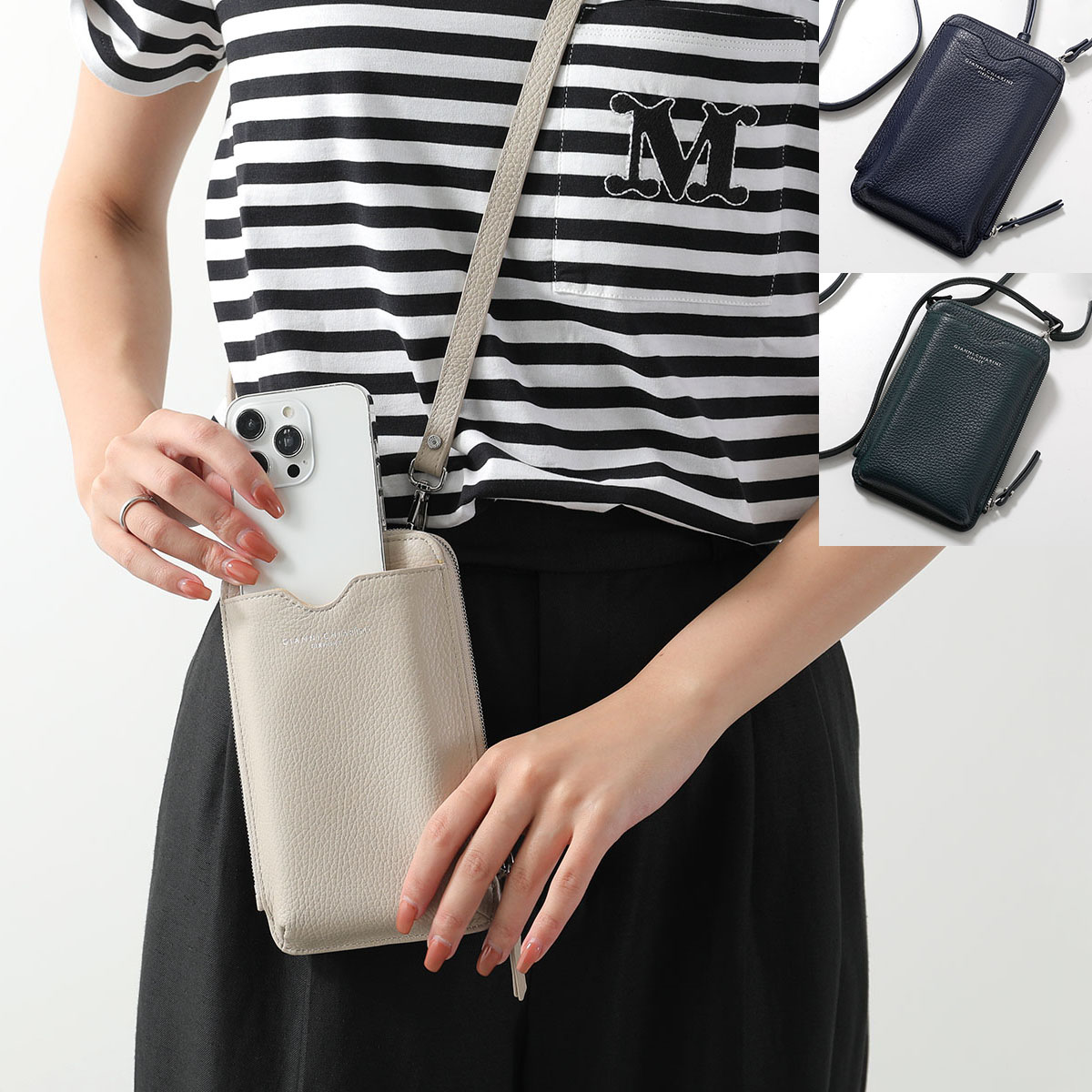 GIANNI CHIARINI ジャンニキアリーニ フォンケース WALLETS DOLLARO PF W5090 GRN レディース レザー マルチポシェット スマホバッグ ショルダーウォレット ポシェット【dc_kikaku】｜インポートセレクトmusee