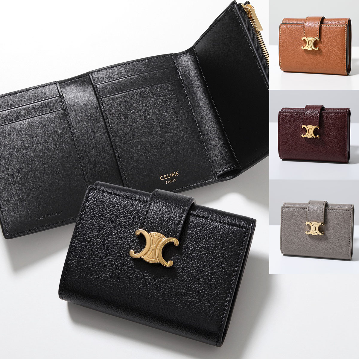 CELINE セリーヌ 三つ折り財布 Fine Strap Wallet ファイン ストラップ ウォレット 10M963GHH.04LU 10M963GHH.38NO 10M963GHH.28PO 10M963GHH.10BL レディース トリオンフ ミニ財布の商品写真