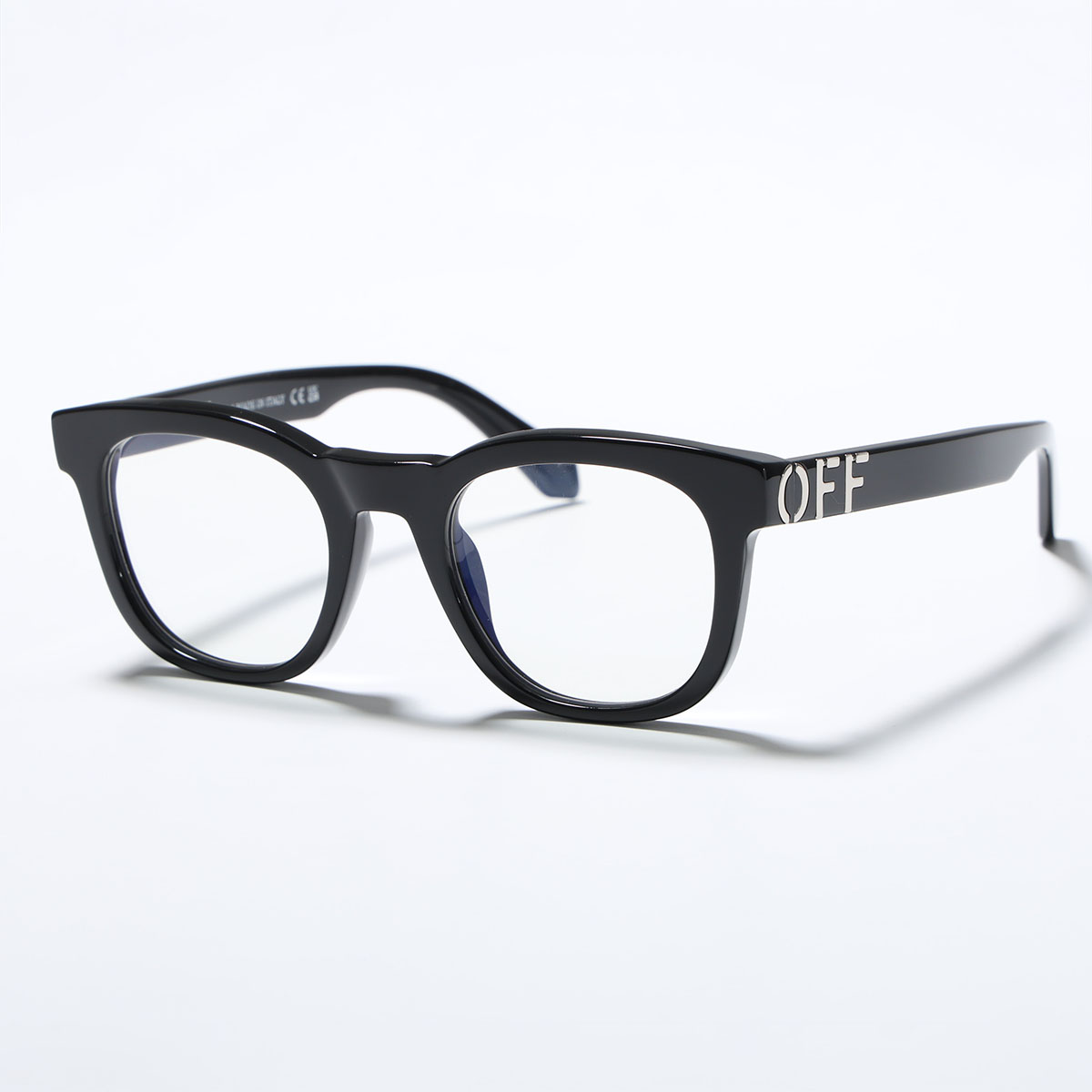 OFF-WHITE オフホワイト VIRGIL ABLOH メガネ OERJ071 071S 1000 メンズ ウェリントン型 セルフレーム メタルロゴ アイウェア 黒縁 ブルーライトカット BLACK-BLUE-BLOC｜インポートセレクトmusee