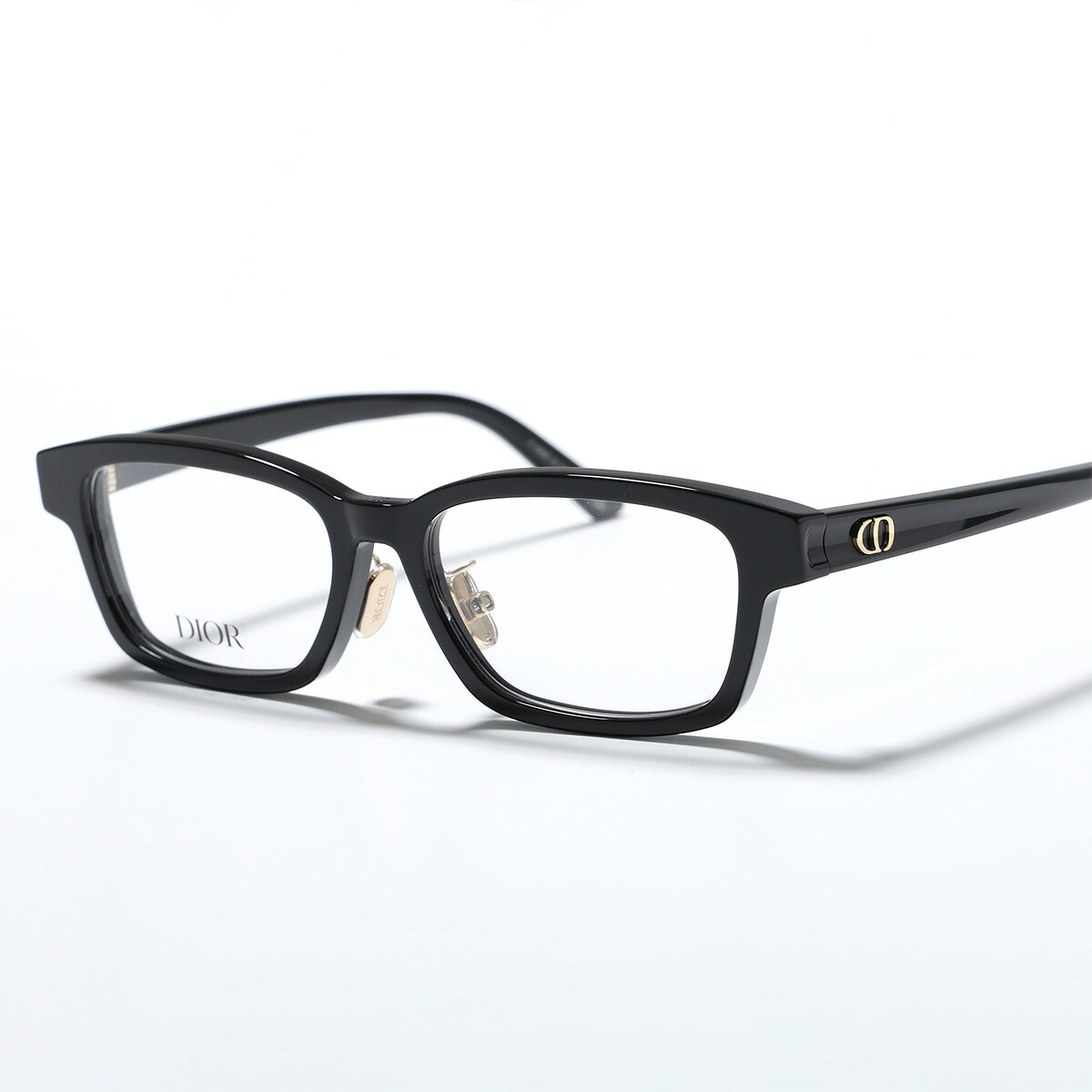 Dior ディオール メガネ DiorGlowO S2F 1000 CD50140F 001 レディース スクエア型 セルフレーム フルリム クリングスタイプ めがね 眼鏡 メタルロゴ ブラック|インポートセレクトmusee