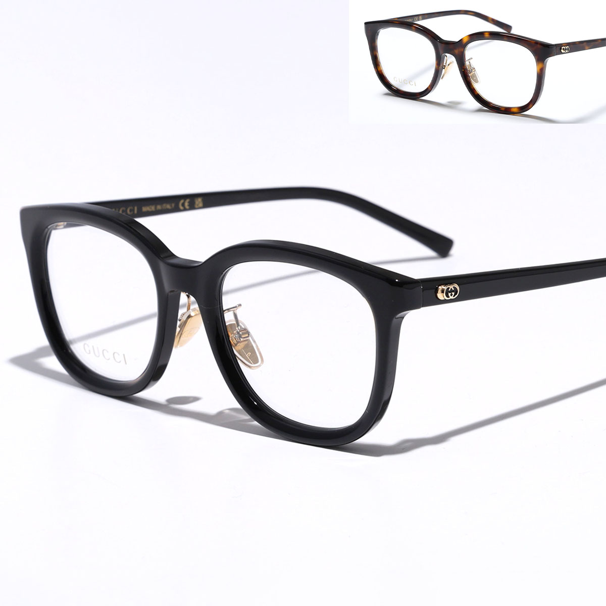 GUCCI グッチ メガネ GG1949OK メンズ ウェリントン型 セルフレーム フルリム クリングスタイプ 黒縁 GGメタルロゴ アジアンフィット めがね 眼鏡｜インポートセレクトmusee