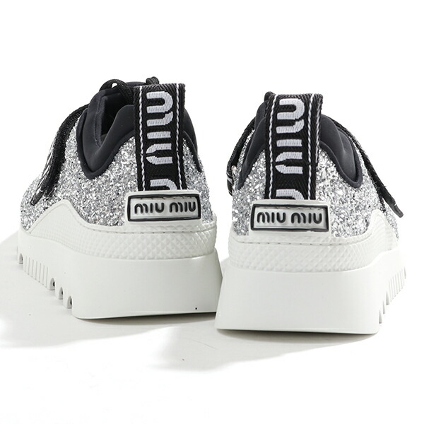 楽天市場 Miumiu ミュウミュウ 5e613b 3a5u F0118 ジャガードロゴ グリッターラメ シューズ ローカット スニーカー 厚底 プラットフォーム Argento 靴 レディース インポートセレクト Musee