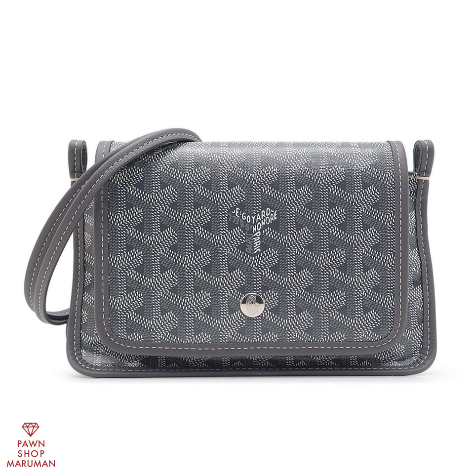 GOYARD ゴヤール プリュメ ポーチウォレット PLUMETPMLTY51CL51P PVC×レザー グレー×シルバー金具【送料無料】【中古】【メンズ レディース】【ミニショルダー】【サブバッグ】【軽量】【財布】【旅行】【2WAY】