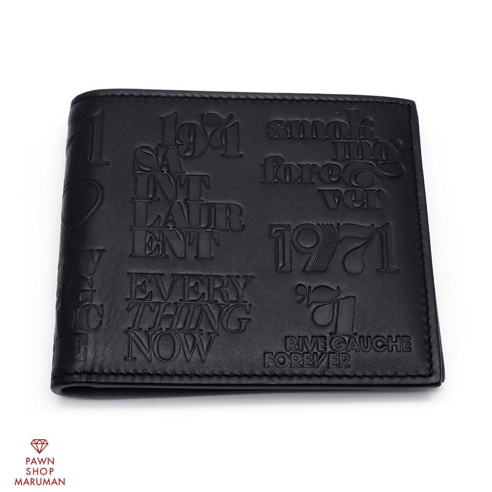 SAINT LAURENT サンローラン バイ アンソニー ヴァカレロ エンボス 二つ折り財布【送料無料】【中古】【メンズ 】【2つ折り 財布】【本革】【レザー】【シンプル】【小銭入れなし】【折り財布】