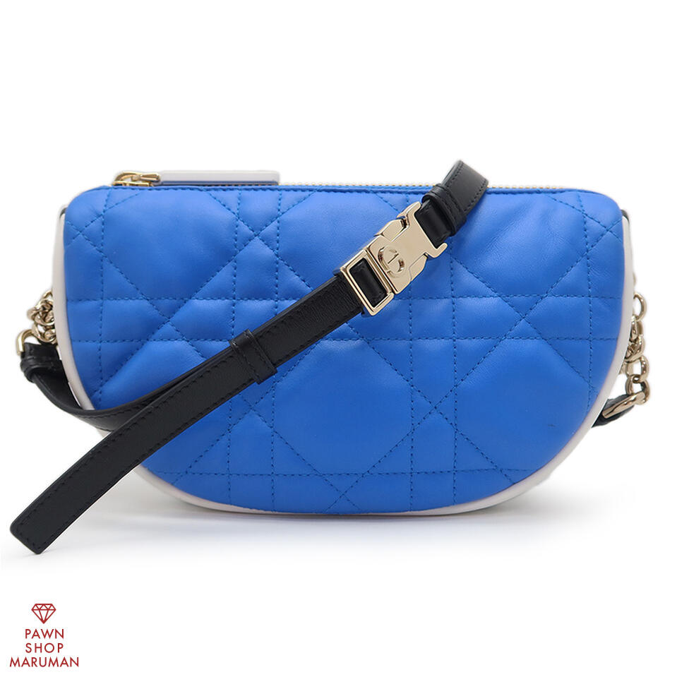 Christian Dior ディオール マクロカナージュ ヴァイブ ホー洋弓 M7200ODDO 子ヒツジひと肌 青碧×白いこと×三鞭酒ゴールド金具 【貨物輸送無料】【中古】【メンズ レディース】【2WAY】【口さかしい】【ミニ御徒面子】【ショルダーバッグ】