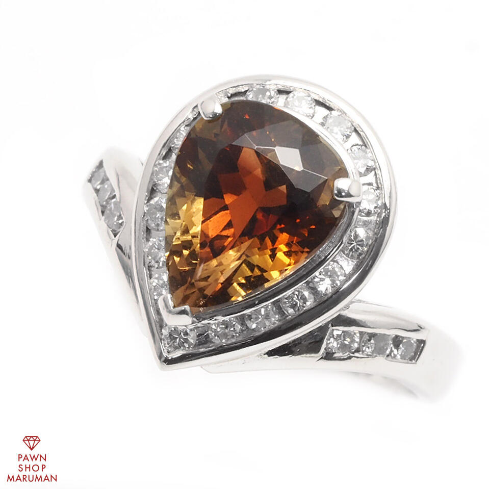 アンダリュサイト ダイヤモンドリング Pt900 2.45ct 0.43ct #12.5 プラチナ 12.5号【送料無料】【中古】【レディース】【アンダリュサイト リング】【レアストーン】【多色性】【ジュエリー】【希少石】【アンダリューサイト】|丸万質舗