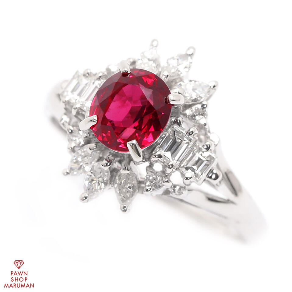 ピジョンブラッドルビー ダイヤモンドリング Pt900 1.17ct 0.44ct #12 プラチナ 12号【送料無料】【中古】【レディース】【指輪】【ピジョンブラッド】【ルビー】【リング】【ダイヤモンド】【ジュエリー】【プラチナ】【7月 誕生石】
