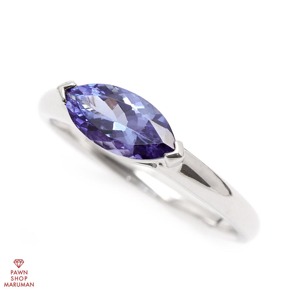 タンザナイトリング Pt950 タンザナイト 1.00ct #14 プラチナ 14号【送料無料】【中古】【レディース】【タンザナイト】【マーキースカット】【プラチナジュエリー】【12月 誕生石】