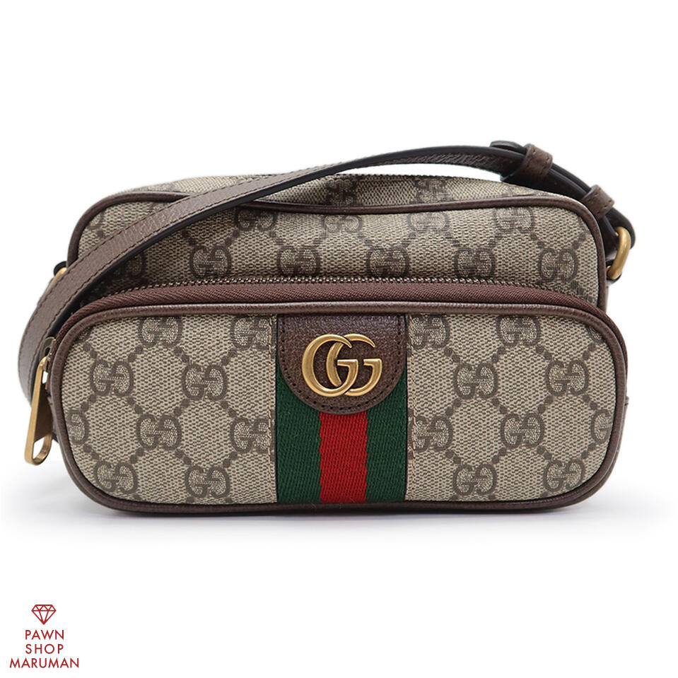 GUCCI グッチ オフディア ショルダーバッグ 722557 0416 GGスプリームキャンバス×なめし革 赤銅色×アンティークゴールド金具【貨物輸送無料】【中古】【メンズ レディース】【胴締め御徒面子】【2WAY】【ダブルG】【ウェブストライプ】