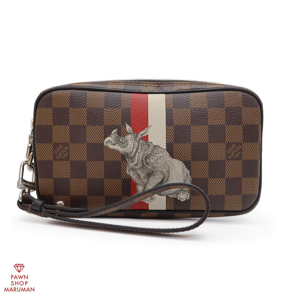 LOUIS VUITTON ルイ ヴィトン ダミエ ポシェットヴォルガ チャップマン N63350 ダミエキャンバス×レザー ダミエエベヌ×シルバー金具【送料無料】【中古】【メンズ】【ハンドストラップ】【ポーチ】【コンパクト】【デイリー】|丸万質舗