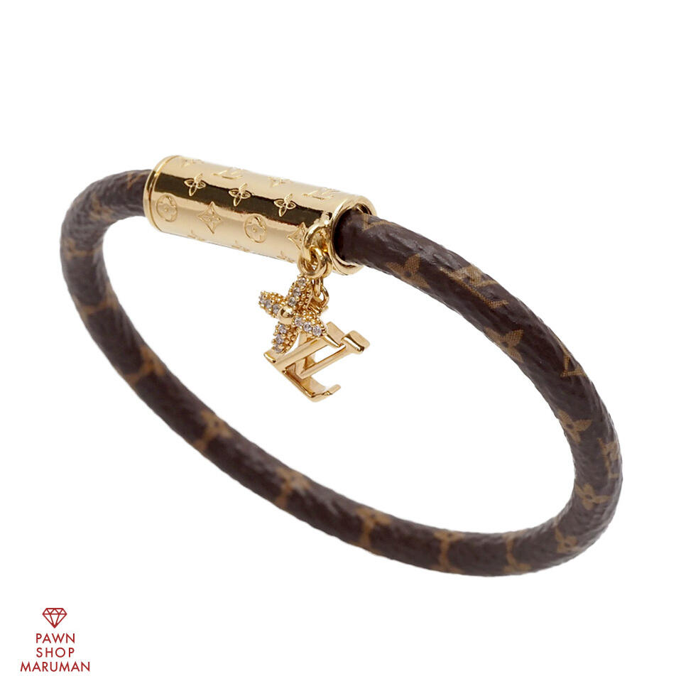 LOUIS VUITTON ルイ ヴィトン モノグラム ブレスレット LV プッシュ M1035F モノグラムキャンバス×メタル モノグラム×ゴールド金具【送料無料】【中古】【レディース】【モノグラム】【ブレスレット】【モノグラムフラワー】|丸万質舗