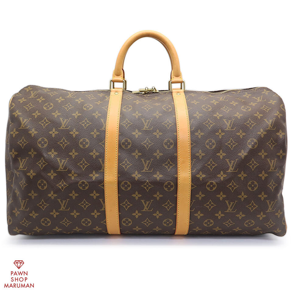 LOUIS VUITTON ルイヴィトン モノグラム キーポル55 M41424 モノグラム帆布×ヌメ革 モノグラム×ゴールド金具(パドロック 鍵 ポワニエ 名まえ曳き船欠品)【貨物輸送無料】【中古】【メンズ レディース】【ボストンバッグ】【中古 御徒面子 ルイヴィトン】