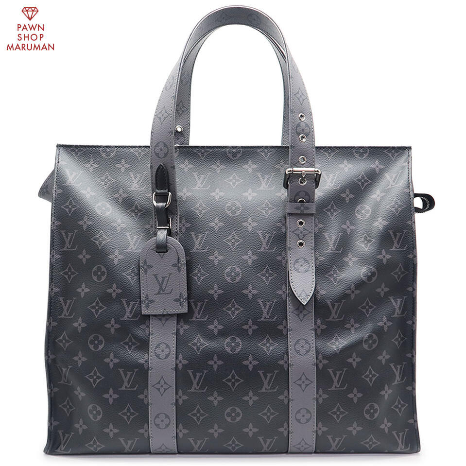 LOUIS VUITTON ルイ ヴィトン モノグラムエクリプス リバース カバ ジップGM M45379 モノグラムエクリプスキャンバス×レザー モノグラムエクリプス×ガンメタル【送料無料】【中古】【メンズ】【トートバッグ】【大容量】【ポーチ付き】【ストラップ調節】