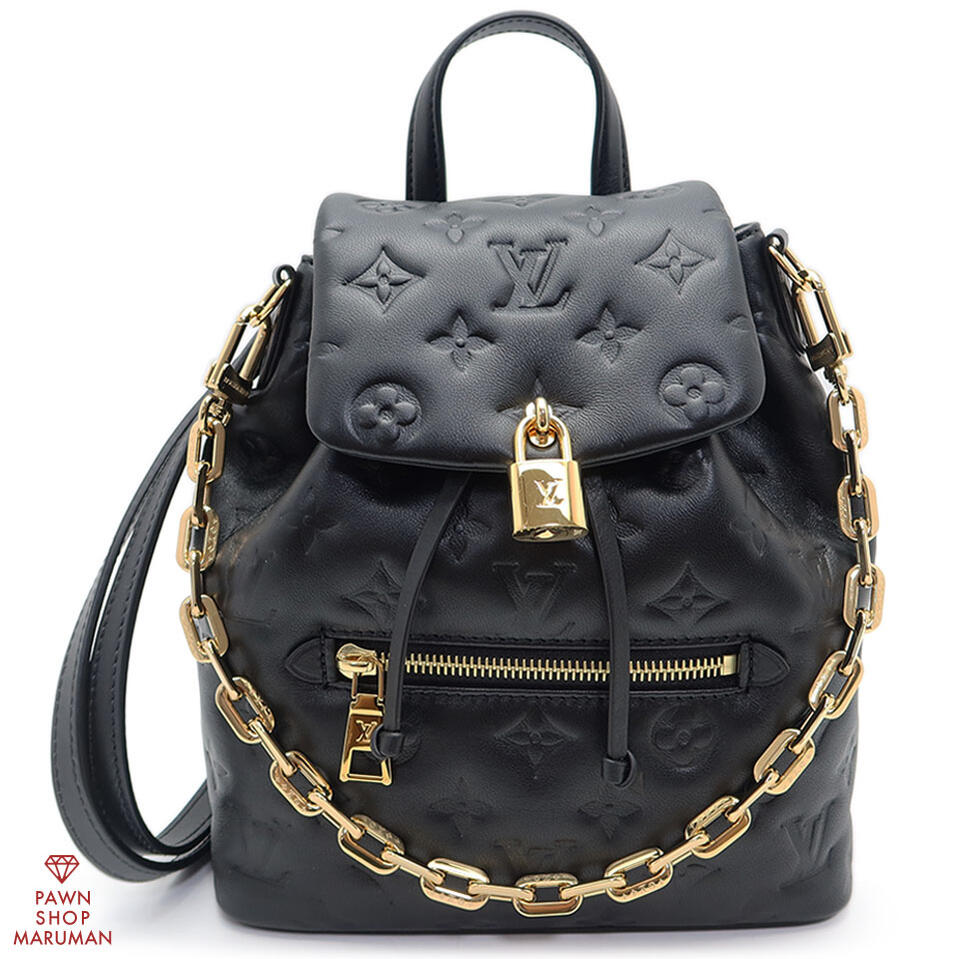 LOUIS VUITTON ルイ ヴィトン クッサン バックパックPM M13357 ラムレザー ブラック×ゴールド金具【送料無料】【中古】【レディース】【リュックサック】【機能性】【シック】