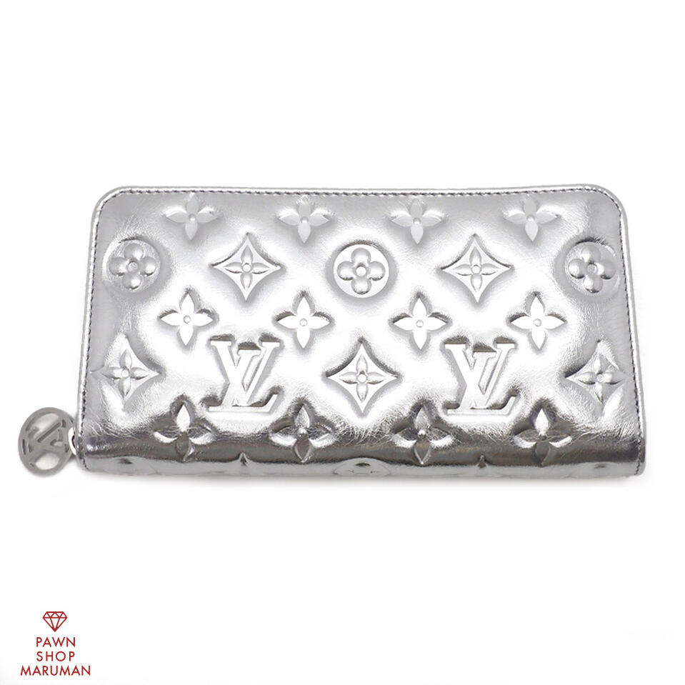 LOUIS VUITTON ルイヴィトン LVスキーの板 クッサン ジッピーウォレット M26771 子ヒツジなめし革 しろがね色×しろがね色金具【貨物輸送無料】【中古】【レディース メンズ】【長金入れ】【ラウンドチャック長金入れ】【メタリック】【本革】