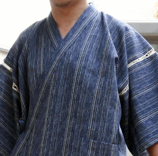 甚平 発祥地阿波しじら甚平 成年者M・L(075)阿波正藍しじら織 言い慣わし芸術品 父の日差し上げ物 差し上げ物 貨物輸送無料