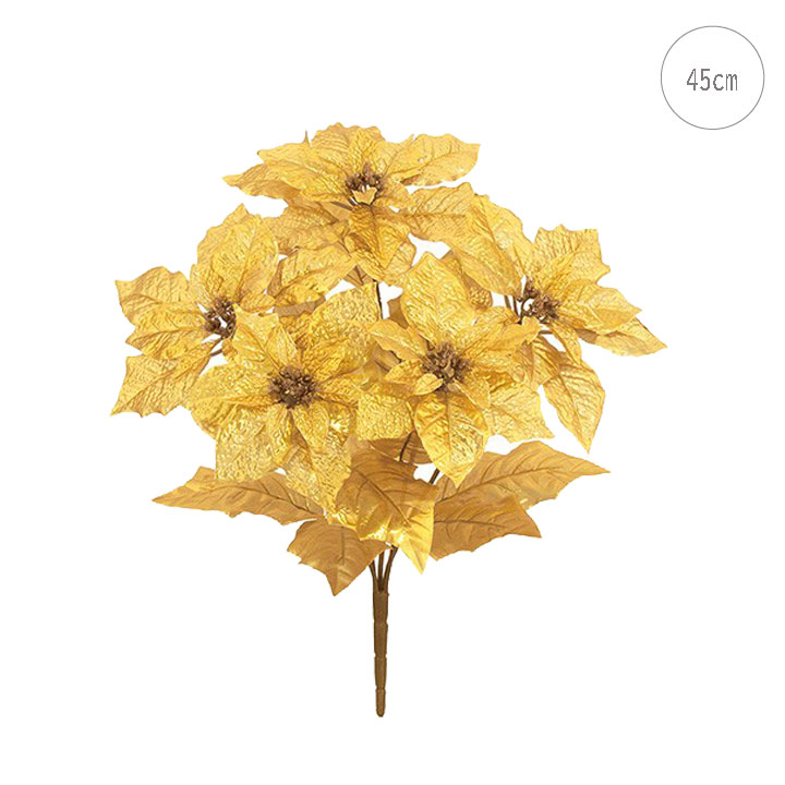 【3本セット】メタリックポインセチアブッシュ (45cm) ポインセチア メタリック 豪華 造花 インテリア 花束 ブーケ 手作り 枯れない花 ウェディング 飾り 撮影 フェイクフラワー