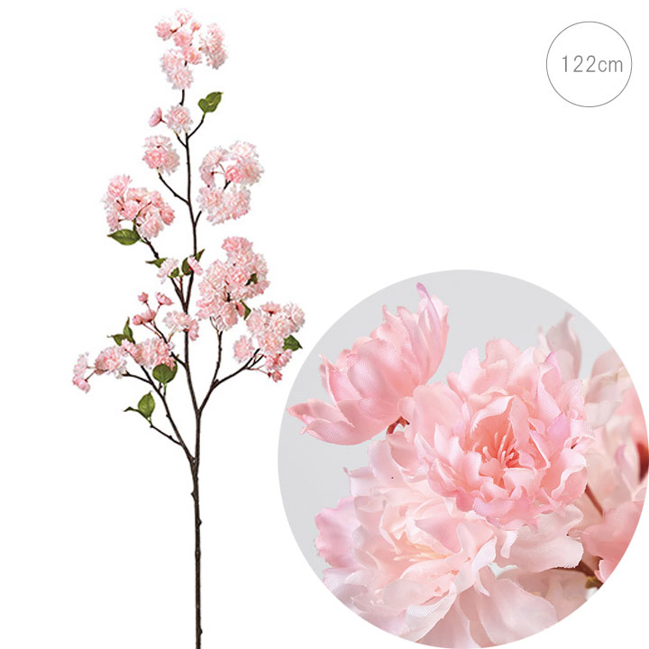 かすみ八重桜 (122cm) 春 店舗装飾 インテリアディスプレイ 季節 小花 飾り アレンジ 資材 玄関 エントランス 一輪挿し 床の間 和室 水盤 和モダン ホテル エレガント モデルルーム