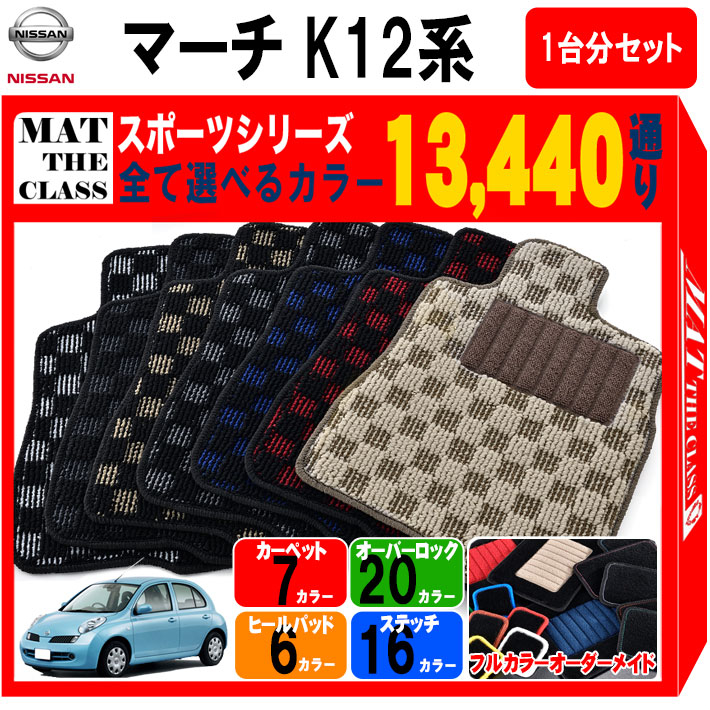 ニッサン　マーチ　Ｋ１２系　チェッカーラゲッジマット : BRIGHTZ マーチ K12 ラゲッジマット  LUG－MAT－049  AK12 BK12 BNK12 YK12  AK BK BNK YK K 12 : 車＆バイク