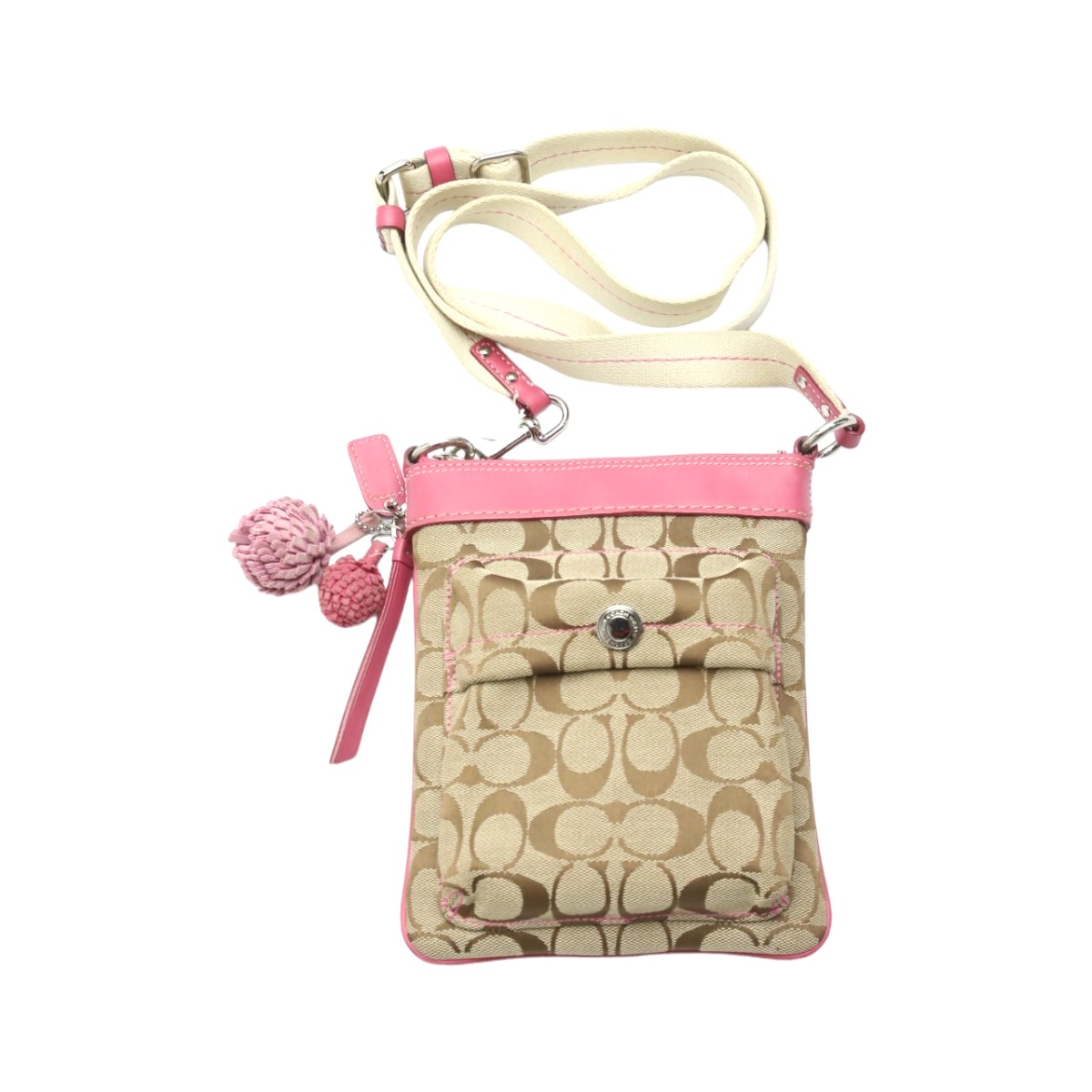 COACH コーチ シグネチャー ショルダーバッグ ピンクレザー