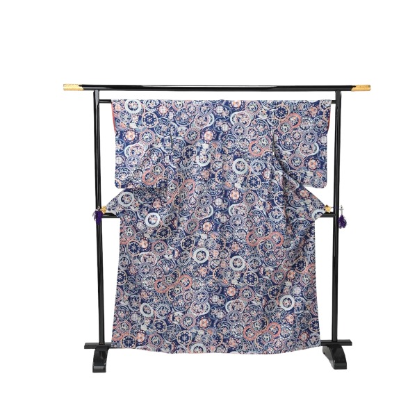 訪問着・付下 着物 和服 長着 一越 正絹 紺 【H】 【中古】 6,958円