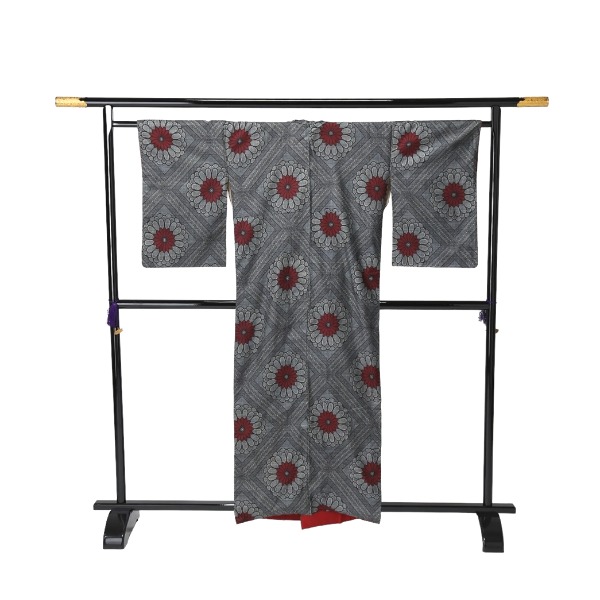 訪問着・付下 着物 和服 長着 藍大島 菊大輪 シルク 【H】 【中古】 11,360円