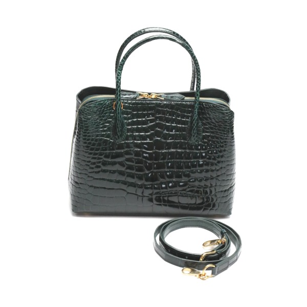 クロコダイル CROCODILE ハンドバック シャイニングクロコ キプロス共和国 2WAY HO5967 緑であること 【SS】
