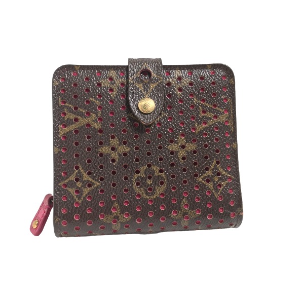 ルイヴィトン LOUIS VUITTON 二つ折り紙入れ ラウンドジッパー モノグラムペルフォ 2つ折紙入れ モノグラムペルフォ M95188 フューシャ LV 【SS】 【中古】