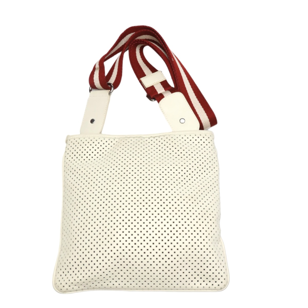 バリー BALLY ショルダーバッグ パンチングレザー 曲がったかけ 肩肉三尺帯 パンチングレザー 白いこと 【SS】 【中古】