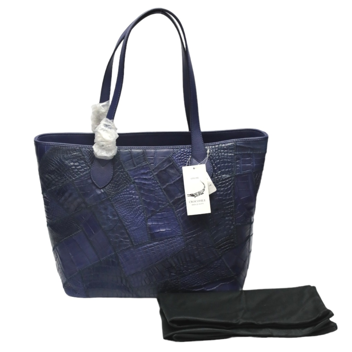 クロコダイル LB-7001 トートバッグ ネイビー  CROCODILE パッチワーク 天ファスナー クロコダイル LB-7001 トートバッグ ネイビー CROCODILE パッチワーク