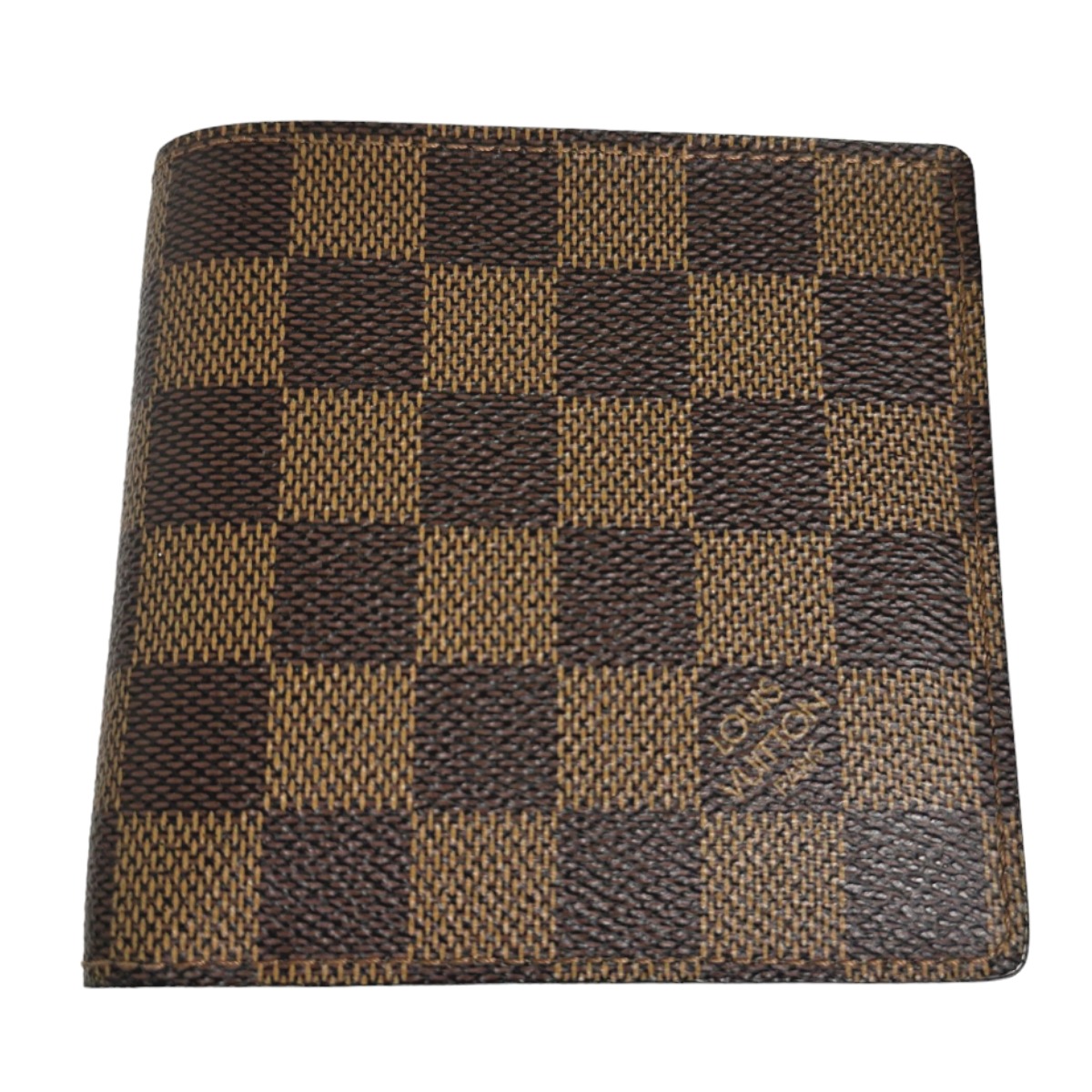 ルイヴィトン LOUIS VUITTON 二つ折り紙入れ 歌留多用衣嚢付2つ折紙入れ ダミエ ポルトフォイユ・マルコ ダミエキャンバス N61675 赤銅色 LV 【SS】 【中古】