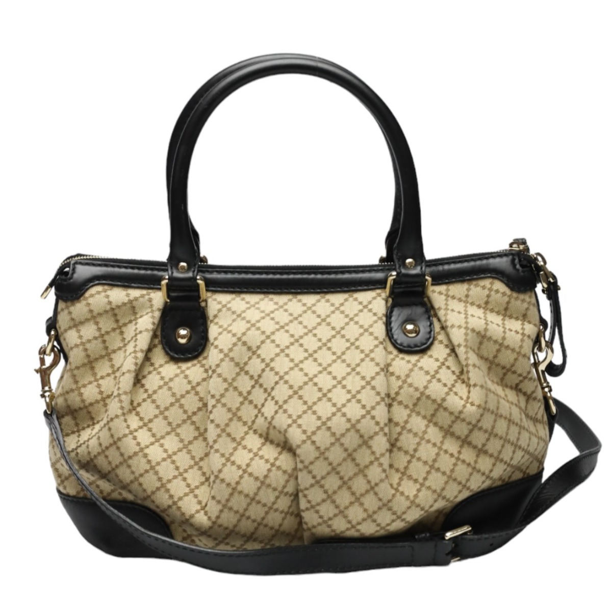 グッチ GUCCI ショルダーバッグ 2WAYショルダーバッグ ディアマンテ キャンバス 247902 ブラック×ベージュ 【SS】 【中古】
