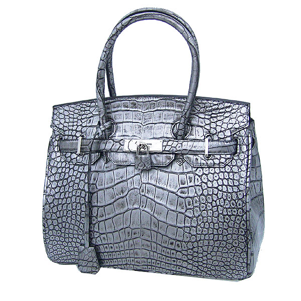 クロコダイル CROCODILE ハンドバッグ ハンドバッグ ヘンローン クロコダイル YB-2101 シルバー 【H】