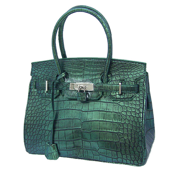 クロコダイル CROCODILE ハンドバッグ ヘンローン クロコ サイズ35 クロコダイル YB-2103 グリーン 【H】 【中古】｜まつい質舗（福岡の質屋）