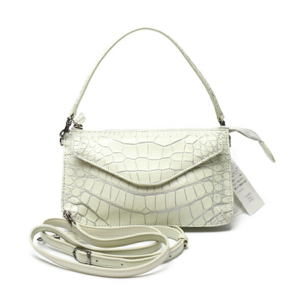 クロコダイル CROCODILE ショルダーバッグ 2WAYショルダーポシェット クロコダイル シルバーライン VANILLA LB-3079 ホワイト 【SS】