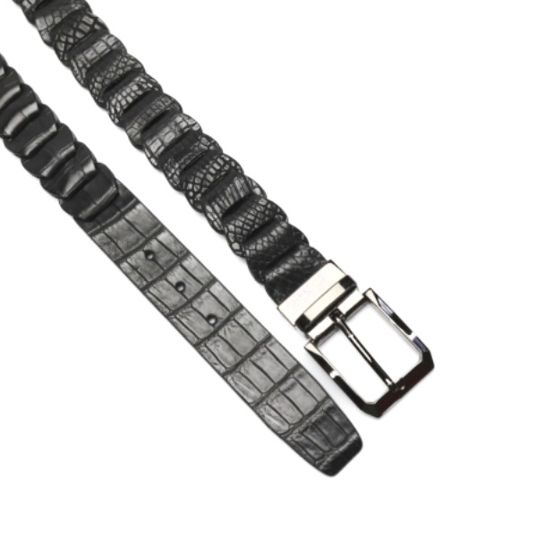 クロコダイル CROCODILE 胴締め ピン印字機バックル 編み込み長さ自然調整能力のある Ｎｉ 35粍 クロコダイル LJ-BG 黒いことＮｉ 【H】