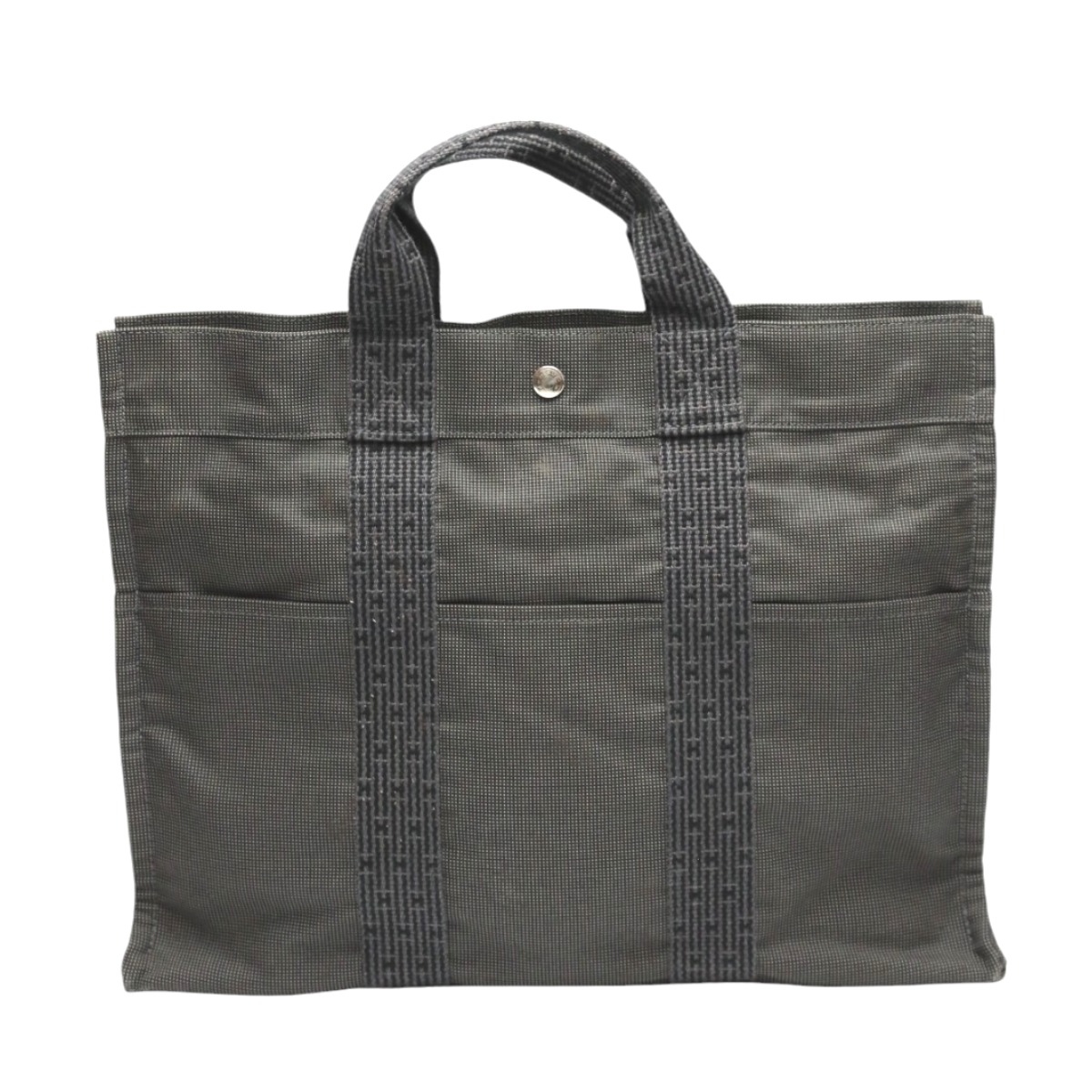 エルメス HERMES トートバッグ トートMM エールライン キャンバス キャンバス グレー 【SS】 【中古】
