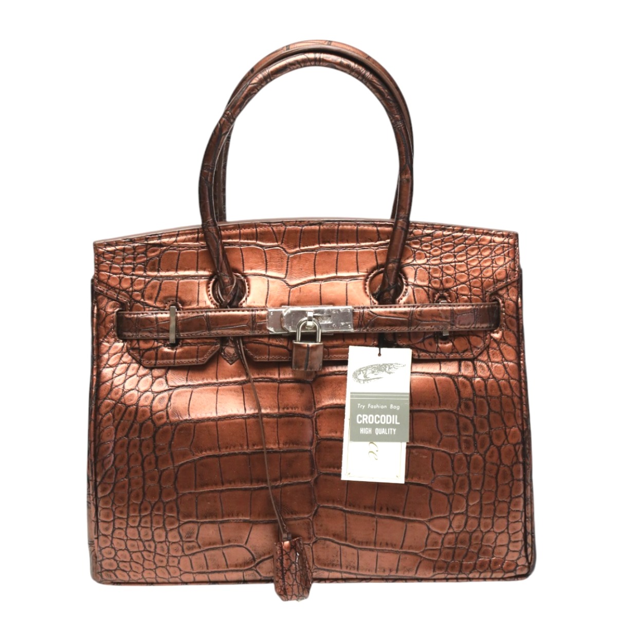 クロコダイル CROCODILE ハンドバック ヘン貸し付け金 メタリック 30ｃｍ クロコダイル YB-2101 赤銅色 【SS】
